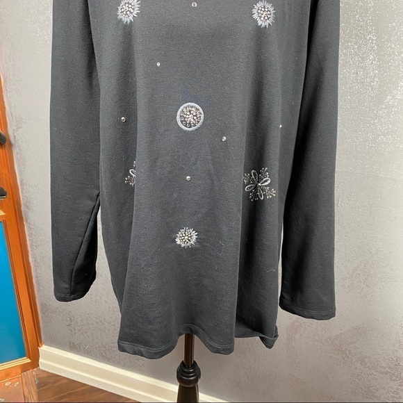 Susan Graver Weekend French Terry _Embellished Top - Picture 5 of 10